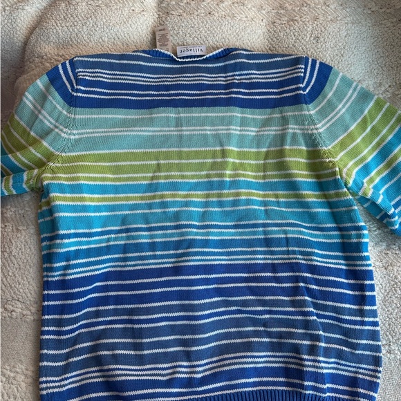 Vintage blue and green stripe 100% cotton sweater - Picture 4 of 4
